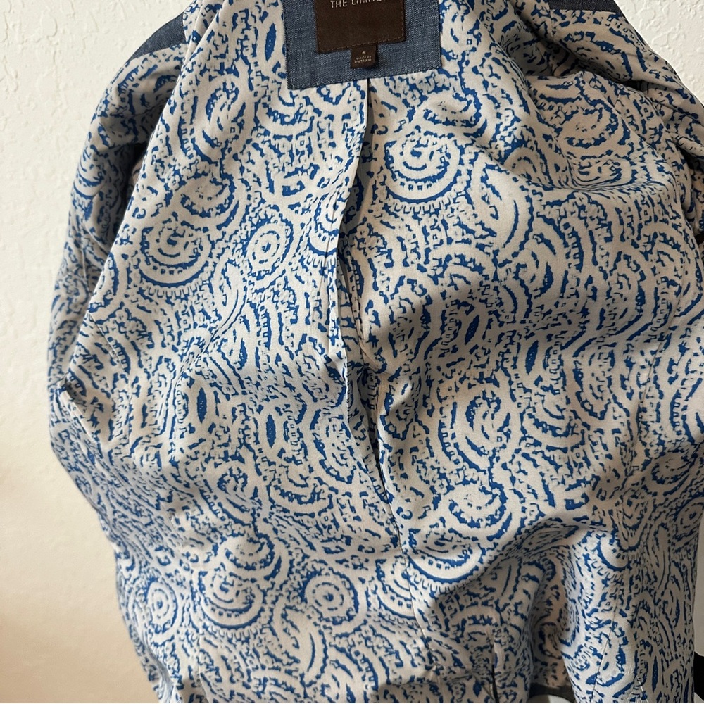 The Limited S Cropped Denim/Chambray 3/4 Sleeve Heathered Suit Jacket Blazer - Picture 8 of 10